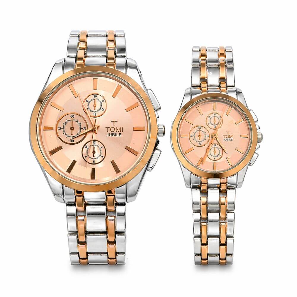 Rose Silver Couple Watch